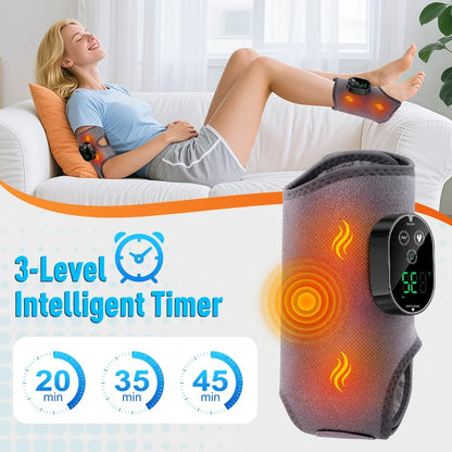Elektrischer Heiz-Vibrations-Fußmassager für den Winter, Knöchel- und Ellbogen-Muskelentspanner, Typ-C wiederaufladbar, mit verstellbarem Gurt