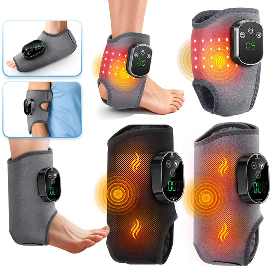 Elektrischer Heiz-Vibrations-Fußmassager für den Winter, Knöchel- und Ellbogen-Muskelentspanner, Typ-C wiederaufladbar, mit verstellbarem Gurt