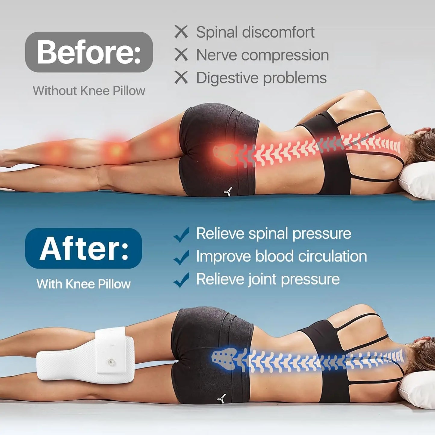 Kniekissen aus Memory-Schaum, orthopädisches Beinkissen, zum Schlafen, orthopädische Ischias, Rücken, Hüfte, Gelenk zur Schmerzlinderung, Oberschenkel-Beinpolster
