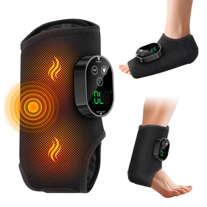 Elektrischer Heiz-Vibrations-Fußmassager für den Winter, Knöchel- und Ellbogen-Muskelentspanner, Typ-C wiederaufladbar, mit verstellbarem Gurt