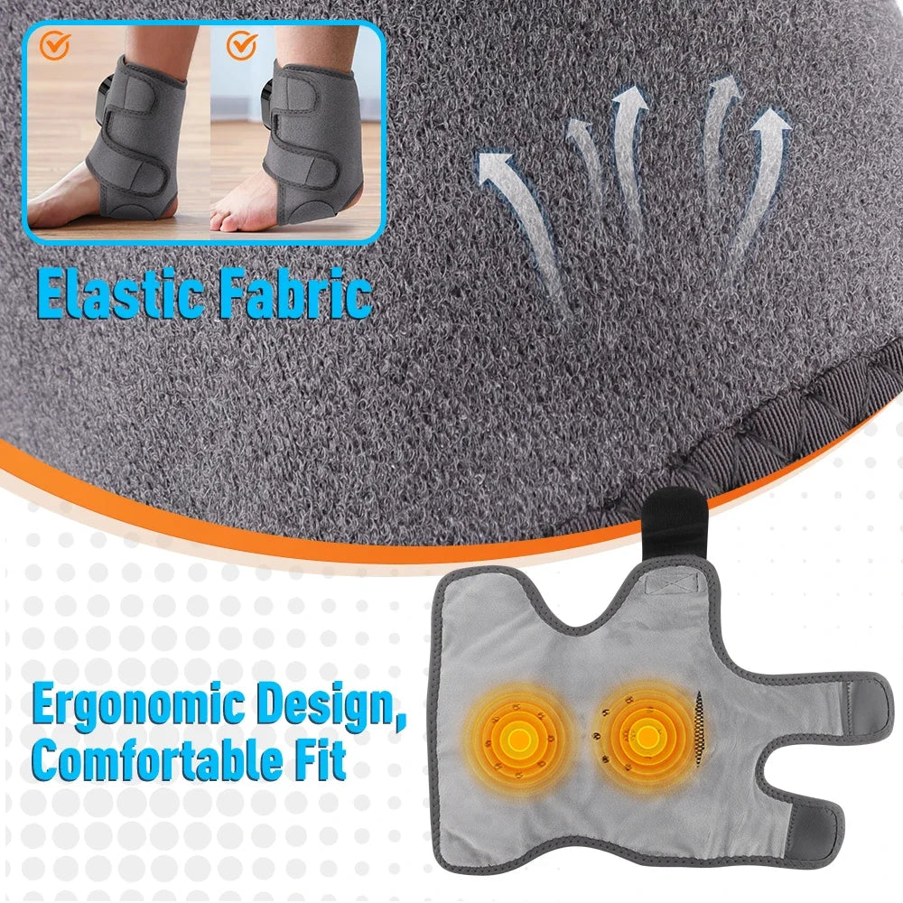 Elektrischer Heiz-Vibrations-Fußmassager für den Winter, Knöchel- und Ellbogen-Muskelentspanner, Typ-C wiederaufladbar, mit verstellbarem Gurt