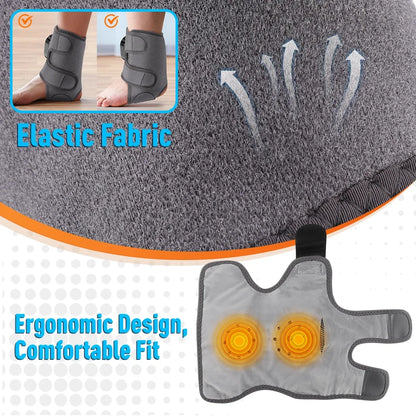 Elektrischer Heiz-Vibrations-Fußmassager für den Winter, Knöchel- und Ellbogen-Muskelentspanner, Typ-C wiederaufladbar, mit verstellbarem Gurt